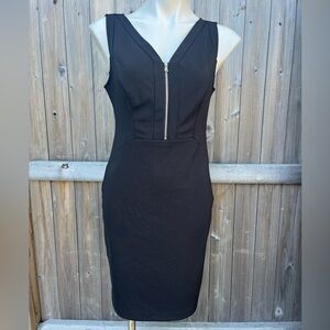 Kenneth Cole Bodycon Dress Black with Silver Front Zipper